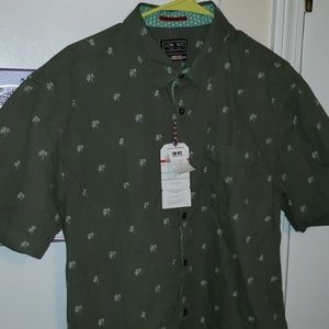 Palm Trees Olive Green Button Up Shirt